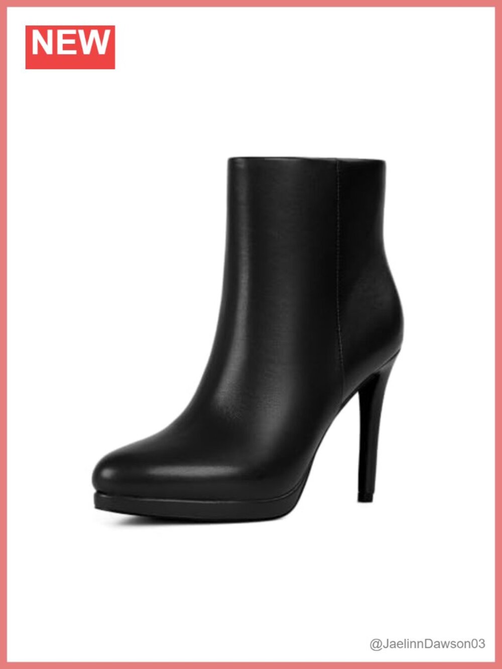 Faux Leather Round Toe Stiletto Platform Ankle Booties Zip Closure